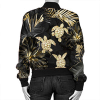Hawaiian - Golden Tropical Turtle Bomber Jacket AH - Polynesian Pride