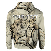 Custom Hawaiian Hawaii Turtle Hibiscus Polynesian Vintage Hoodie Beige - Polynesian Pride