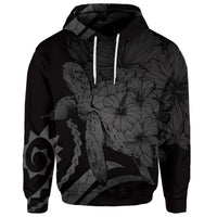 Custom Hawaiian Hawaii Turtle Hibiscus Polynesian Vintage Hoodie Gray - Polynesian Pride