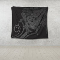 Hawaiian - Hawaii Turtle Hibiscus Polynesian Vintage Tapestry - Gray - AH - Polynesian Pride