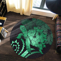 Hawaiian - Hawaii Turtle Hibiscus Polynesian Vintage Round Carpet - Green - AH - Polynesian Pride