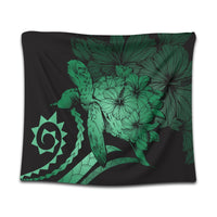 Hawaiian - Hawaii Turtle Hibiscus Polynesian Vintage Tapestry - Green - AH Wall Tapestry Black - Polynesian Pride