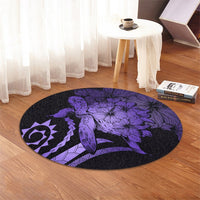 Hawaiian - Hawaii Turtle Hibiscus Polynesian Vintage Round Carpet - Purple - AH - Polynesian Pride