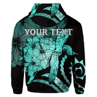 Custom Hawaiian Hawaii Turtle Hibiscus Polynesian Vintage Hoodie Turquoise - Polynesian Pride