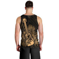 Hawaiian - Hawaii Ukulele Flower Tank Top - Gold - AH - Polynesian Pride
