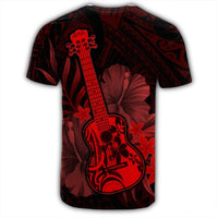 Hawaiian Hawaii Ukulele Flower T Shirt Red - Polynesian Pride