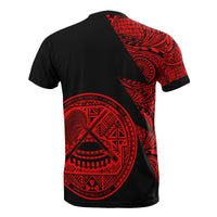 American Samoa Custom T Shirt Polynesian Pattern Red Style - Polynesian Pride