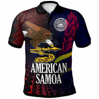 American Samoa Polo Shirt Custom Seal Of American Samoa Gradient Color Style LT10 Black - Polynesian Pride