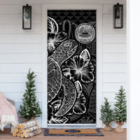 American Samoa Door Cover Turtle Hibiscus Black - Polynesian Pride