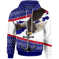 American Samoa Hoodie Eagle Anchor Style Flag Unisex Blue - Polynesian Pride