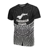 American Samoa Polynesian T Shirt Black Pride Map and Seal Unisex Black - Polynesian Pride