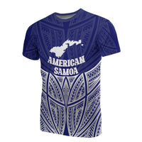 American Samoa Polynesian T Shirt Blue Pride Map and Seal Unisex Blue - Polynesian Pride