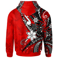 American Samoa Hoodie Tribal Flower With Special Turtles Red Color - Polynesian Pride