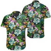 Hawaiian Shirt - Animals And Tropical Flowers Shirt Unisex Black - Polynesian Pride