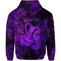 Aquarius Zodiac Polynesian Zip Hoodie Unique Style Purple LT8 - Polynesian Pride