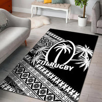 FijI Tapa Rugby Area Rug LT6 Black - Polynesian Pride