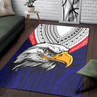 American Samoa Area Rug Bald Eagle with Polynesian Pattern LT9 Blue - Polynesian Pride