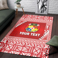 (Custom Personalised) Tonga Coat Of Arms Area Rugs Simplified Version - Red LT8 - Polynesian Pride