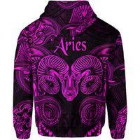 Aries Zodiac Polynesian Zip Hoodie Unique Style Pink LT8 - Polynesian Pride
