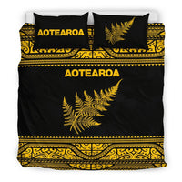 Aotearoa New Zealand Maori Bedding Set Silver Fern - Yellow - Polynesian Pride