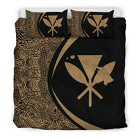 Hawaiian Map Kanaka Maoli Polynesian Bedding Set - Circle Style Gold - Polynesian Pride