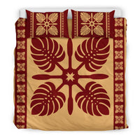 Hawaiian Quilt Pattern Monstera Symbol Polynesian Bedding Set - Polynesian Pride