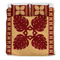 Hawaiian Quilt Pattern Monstera Symmetry Polynesian Bedding Set - Polynesian Pride