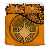 Marshall Island Duvet Cover Set - Marshall Island Coat Of Arms & Flag Orange Orange - Polynesian Pride