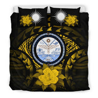 Marshall Island Duvet Cover Set - Marshall Island Seal & Yellow Hibiscus Yellow - Polynesian Pride