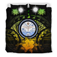 Marshall Island Duvet Cover Set - Marshall Island Seal & Reggae Hibiscus Art - Polynesian Pride