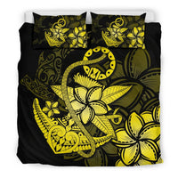 Hawaiian Anchor Plumeria Hamerhead Shark Polynesian Bedding Set - Yellow - Polynesian Pride