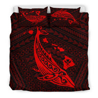 Hawaiian Map Whale Polynesian Bedding Set - Red - Polynesian Pride