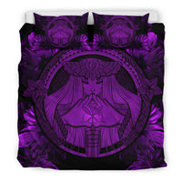 Hawaiian Map Madame Pele Kanaka Polynesian Bedding Set Purple - Polynesian Pride