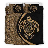 Hawaiian Map Turtle Polynesian Bedding Set - Gold - Circle Style - Polynesian Pride