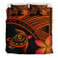 Hawaiian Turtle Kakau Plumeria Polynesian Bedding Set - Polynesian Pride