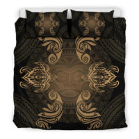 Hawaiian Turtles Tribal Mask Polynesian Bedding Set Gold - Polynesian Pride