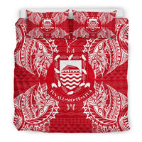 Polynesian Bedding Set - Tuvalu Duvet Cover Set Map Red White - Polynesian Pride