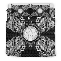 Polynesian Bedding Set - Northern Mariana Islands Duvet Cover Set Map Black - Polynesian Pride