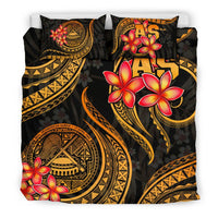 Polynesian Bedding Set - American Samoa Duvet Cover Set - Gold Plumeria - Polynesian Pride