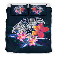 Polynesian Bedding Set - Manta Ray And Hibiscus - Polynesian Pride