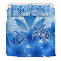 Hawaii Bedding Set - Hawaii Turtle Kanaka Plumeria Polynesian Blue Bedding Set - Polynesian Pride