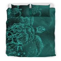 Hawaii Sea Turtle Water Color Travel Galaxy Bedding Set - AH - Turquoise - Polynesian Pride