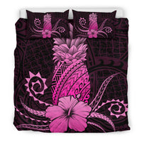 Hawaii Polynesian Pineapple Hibiscus Bedding Set - Zela Style Pink - Polynesian Pride