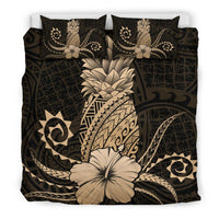 Hawaii Polynesian Pineapple Hibiscus Bedding Set - Zela Style Gold - Polynesian Pride