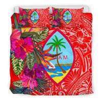 Guam Bedding Set - Hibiscus Polynesian Pattern Red Version - Polynesian Pride