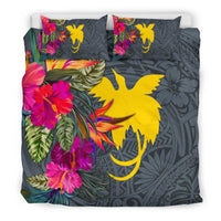 Papua New Guinea Bedding Set - Hibiscus Polynesian Pattern Gray Version - Polynesian Pride