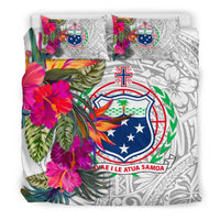 Samoa Bedding Set - Hibiscus Polynesian Pattern White Version - Polynesian Pride