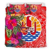 Tahiti Bedding Set - Hibiscus Polynesian Pattern Red Version - Polynesian Pride
