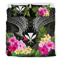 Polynesian Bedding Set - Hawaii Duvet Cover White Kanaka Maoli Hibiscus Plumeria Coconut - Polynesian Pride