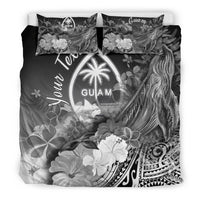 Guam Custom Personalised Bedding Set - Humpback Whale with Tropical Flowers (White) - Polynesian Pride
